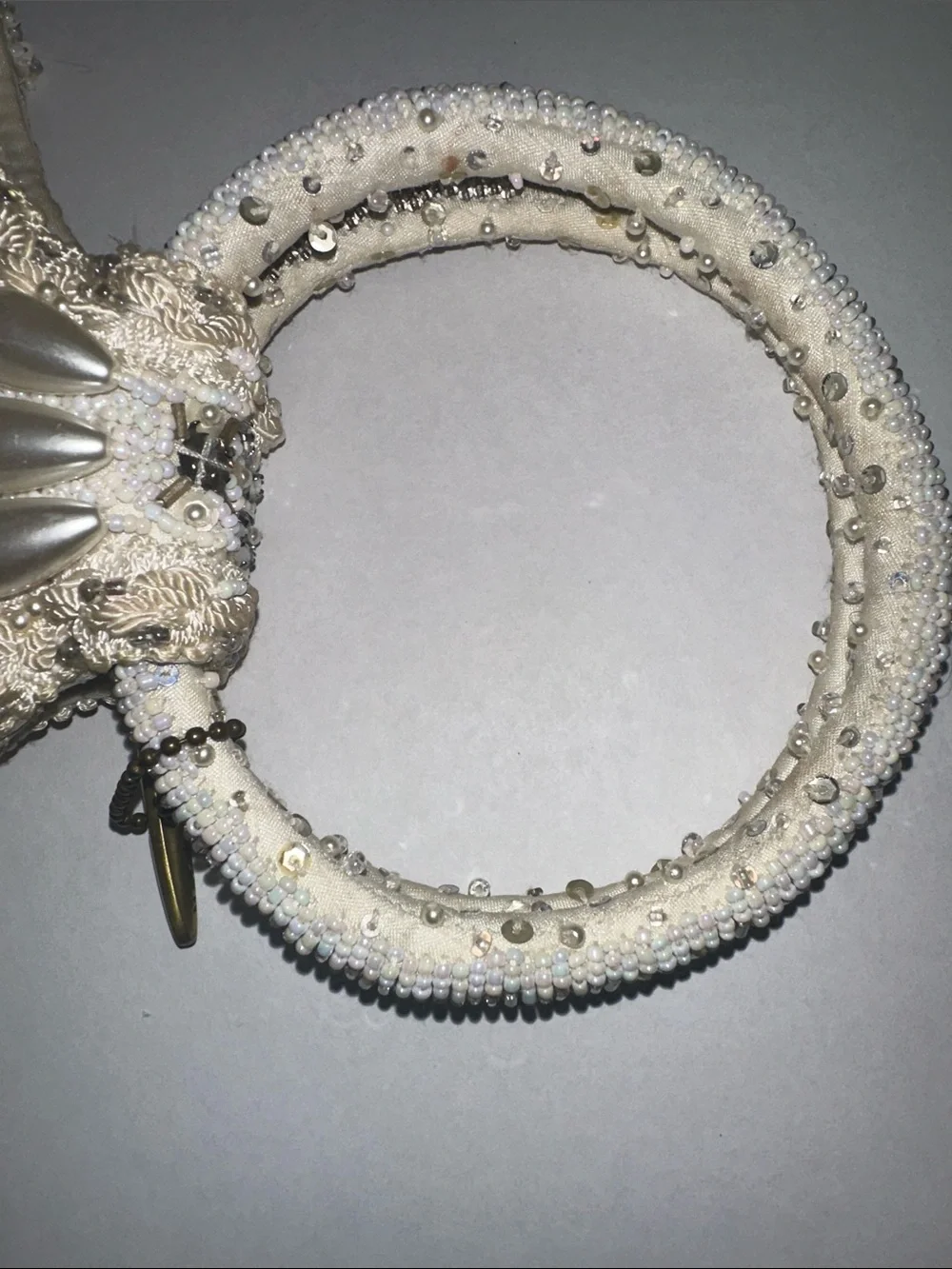 Mary Frances Ivory Beaded Pearl-Embellished Wristlet
